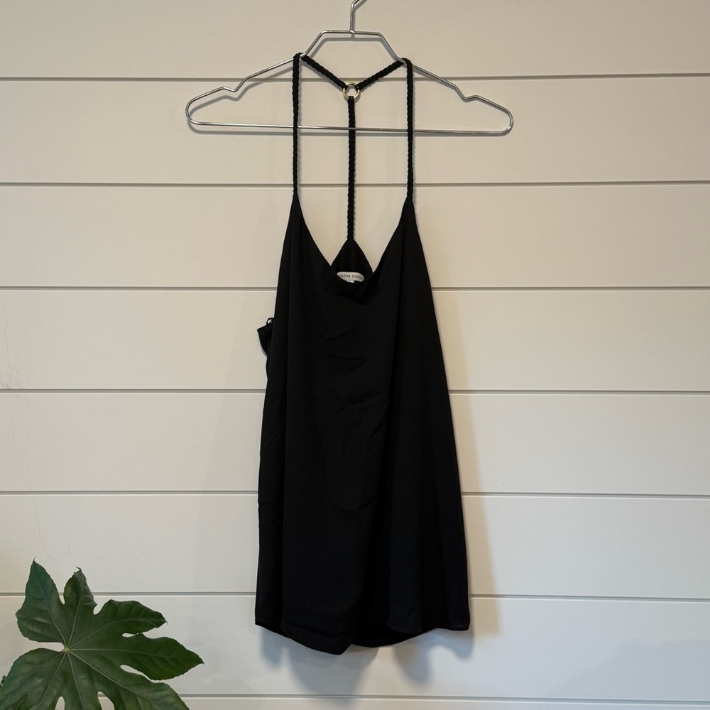Collective Concepts Black Flowy Lined Braided Strap Top - Size M